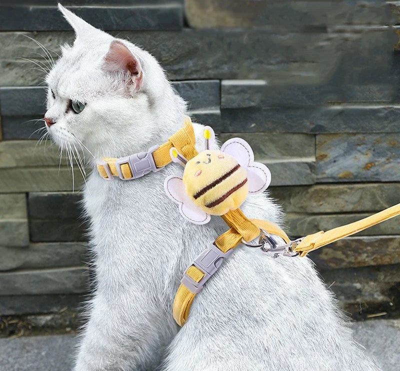 Katzengeschirr Set Biene | Verstellbares Geschirr + Leine für Katzen