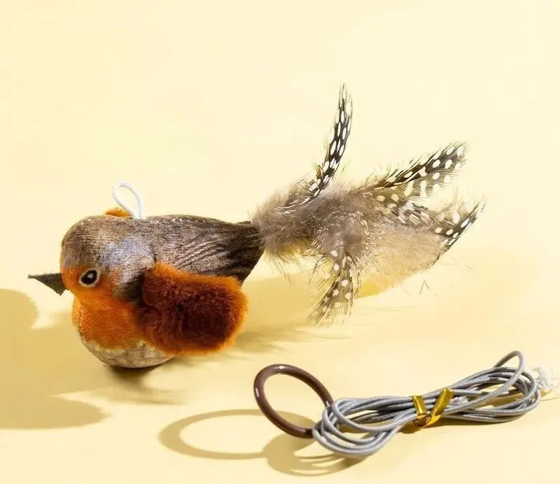 Interaktives Vogelspielzeug für Katzen mit Federn & Sound | Catnip Duft Spielzeug