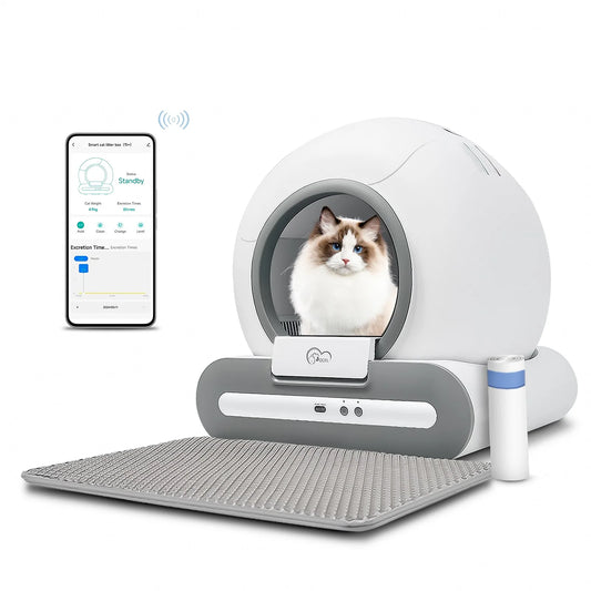 Intelligente selbstreinigende Katzentoilette mit App-Steuerung | Automatische Smart Litter Box für Katzen