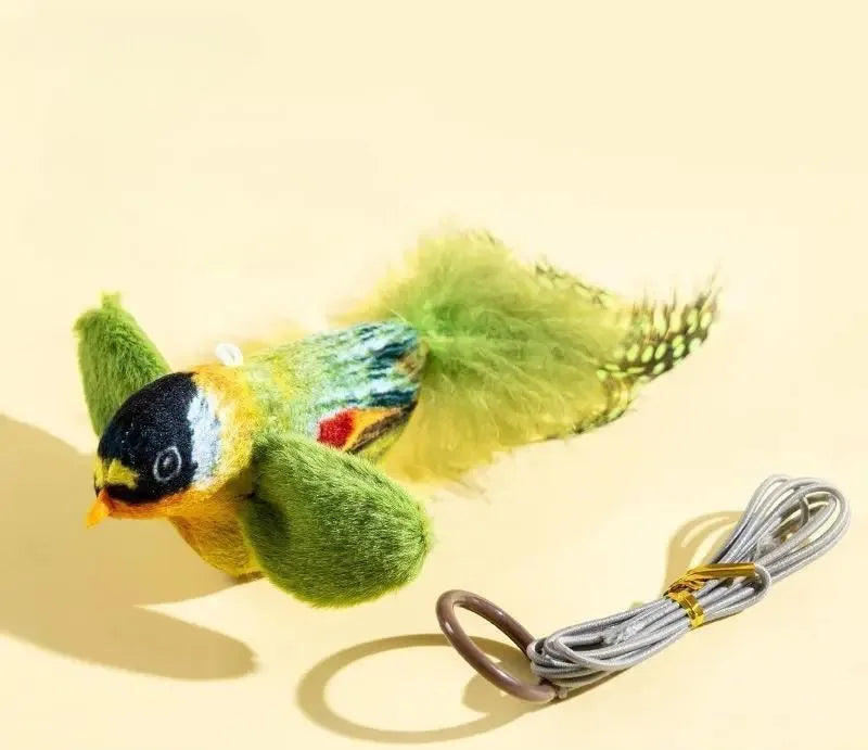 Interaktives Vogelspielzeug für Katzen mit Federn & Sound | Catnip Duft Spielzeug