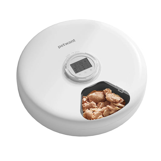 Automatischer Futterautomat für Hunde & Katzen | 6 Mahlzeiten mit Timer & Kühlakkus – Frischhaltung bis 24 Stunden